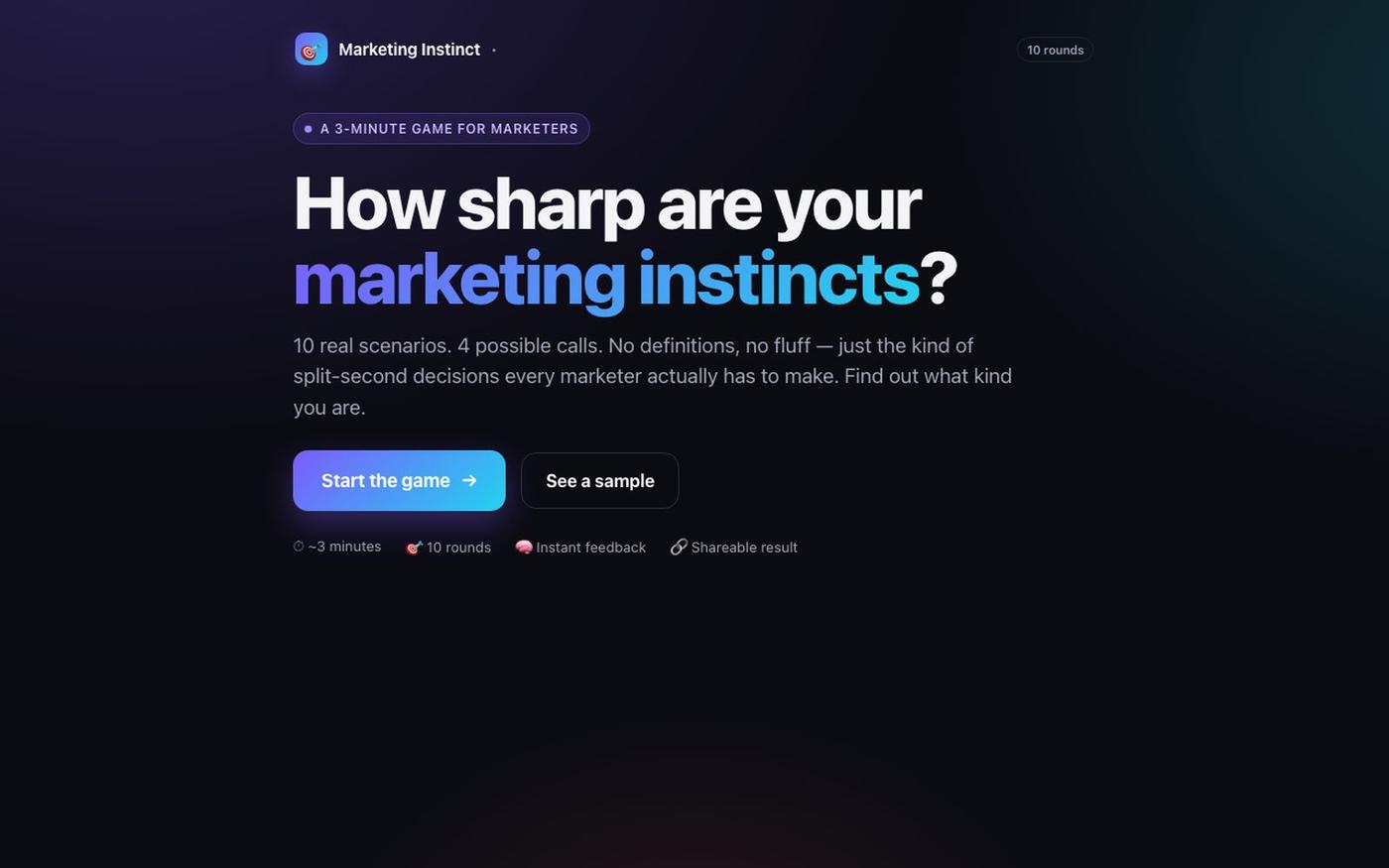 Marketing Instinct — how sharp are your marketing reflexes? — screenshot