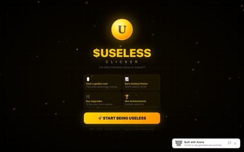 $USELESS Clicker — The Most Useless Game on Solana — screenshot