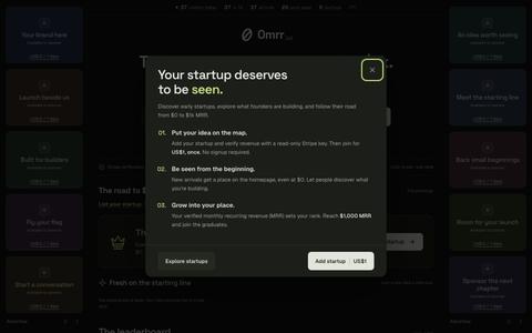 0mrr — The leaderboard for your first $1k — screenshot