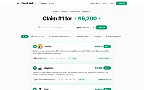 100nairaad.lol — Pay to rank, priced in Naira — screenshot