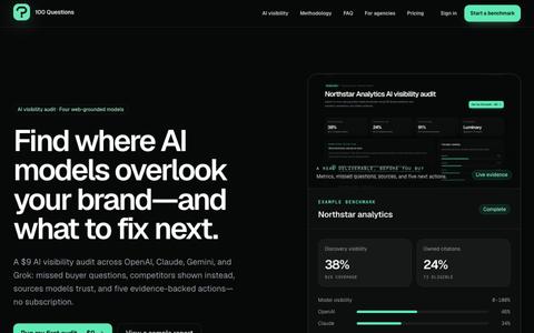 100 Questions — AI Visibility Audit & Benchmark Tool — screenshot