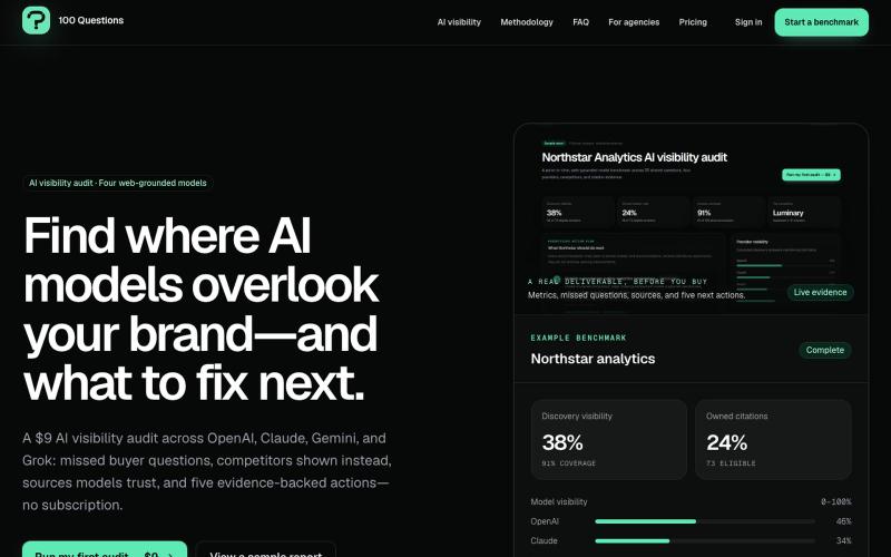 100 Questions — AI Visibility Audit & Benchmark Tool — screenshot