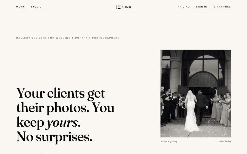 12img — The Operating System for Wedding Photographers — screenshot