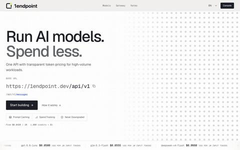1endpoint — Low-cost AI model API — screenshot