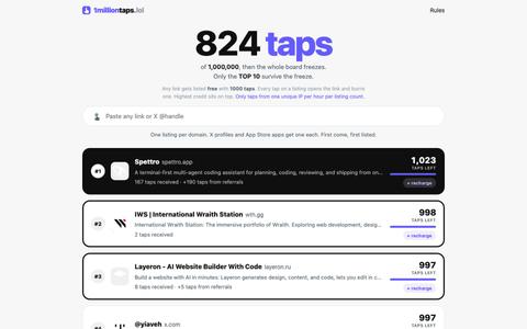 1 million taps. Every tap counts down · 1milliontaps.lol — screenshot