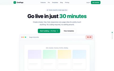 OnePage — Simple, free one-page sites — screenshot
