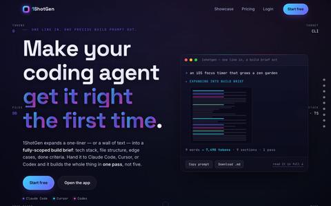 1ShotGen — Make your coding agent get it right the first time. — screenshot