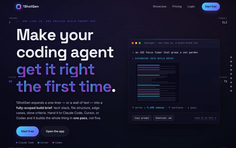 1ShotGen — Make your coding agent get it right the first time. — screenshot