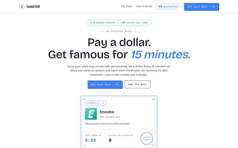 1usd.lol — The One Dollar Wall — screenshot