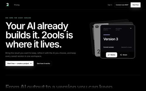 2ools · Build products with the AI you already use — screenshot