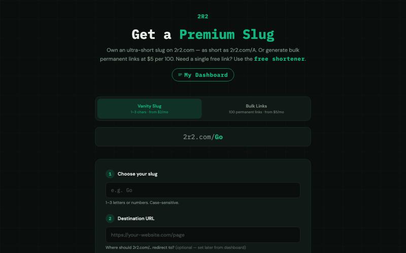 2R2 — Get a Premium Slug — screenshot