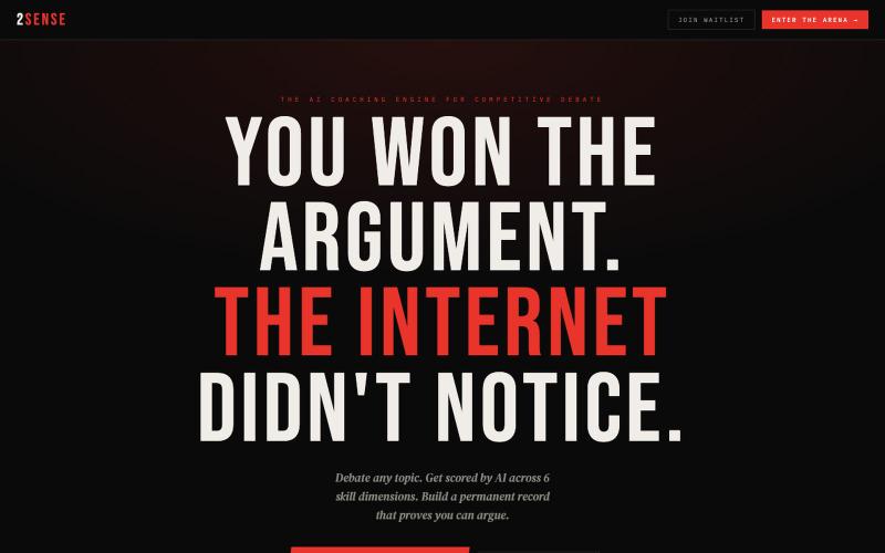 2Sense — Where Arguments Are Currency — screenshot