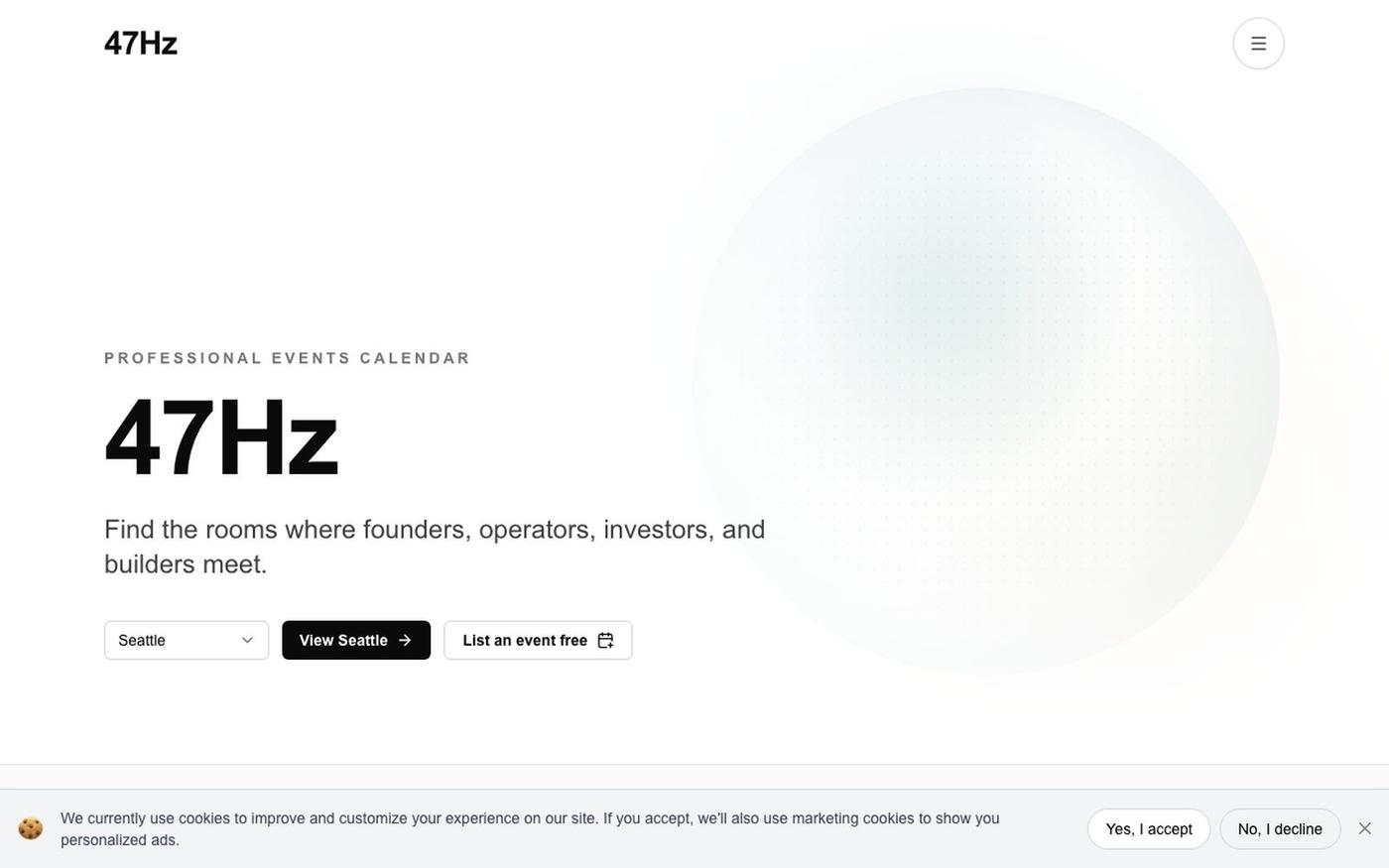 47Hz - Startup, Tech, and Networking Events Near You — screenshot
