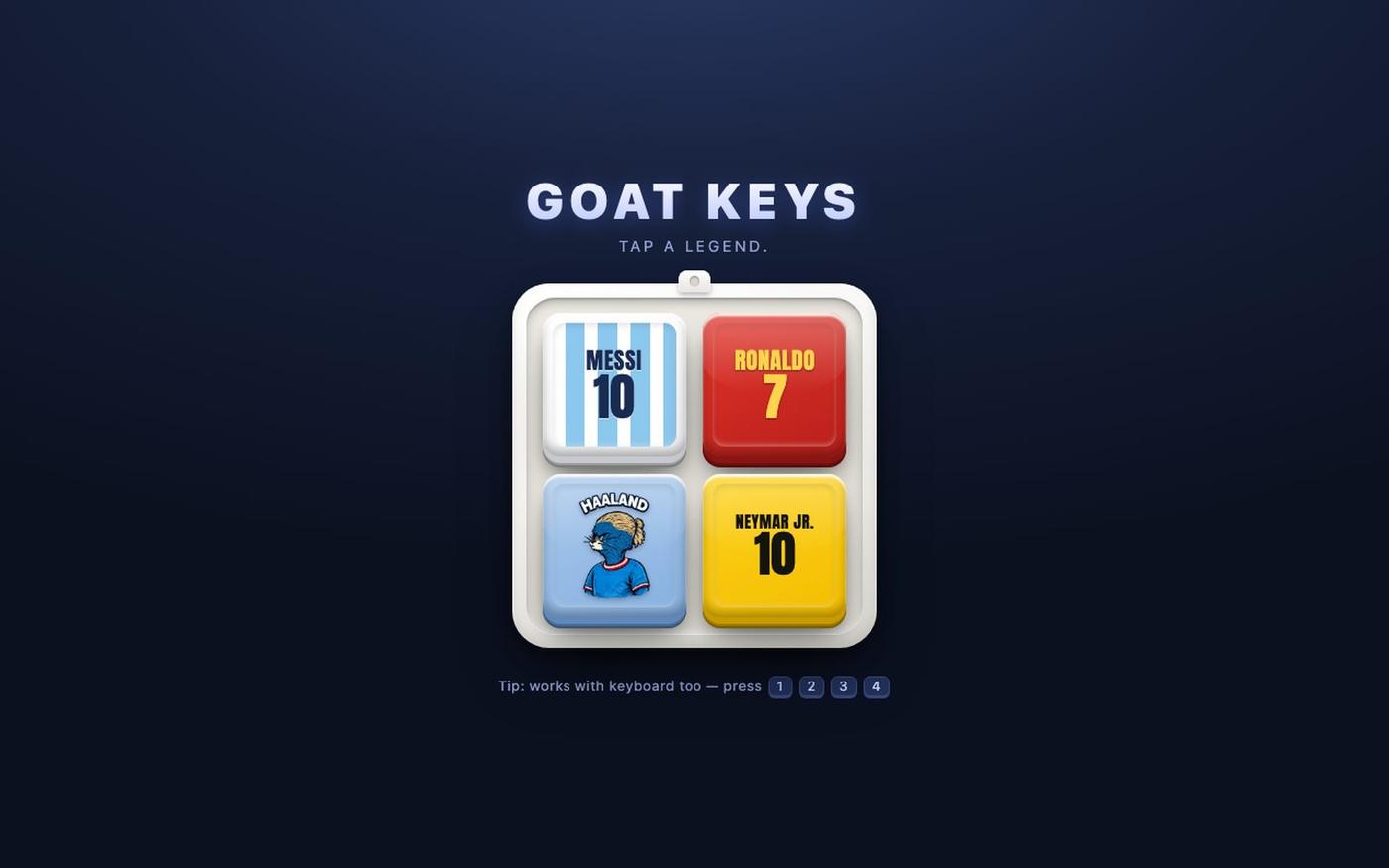 GOAT Keys ⚽ — screenshot
