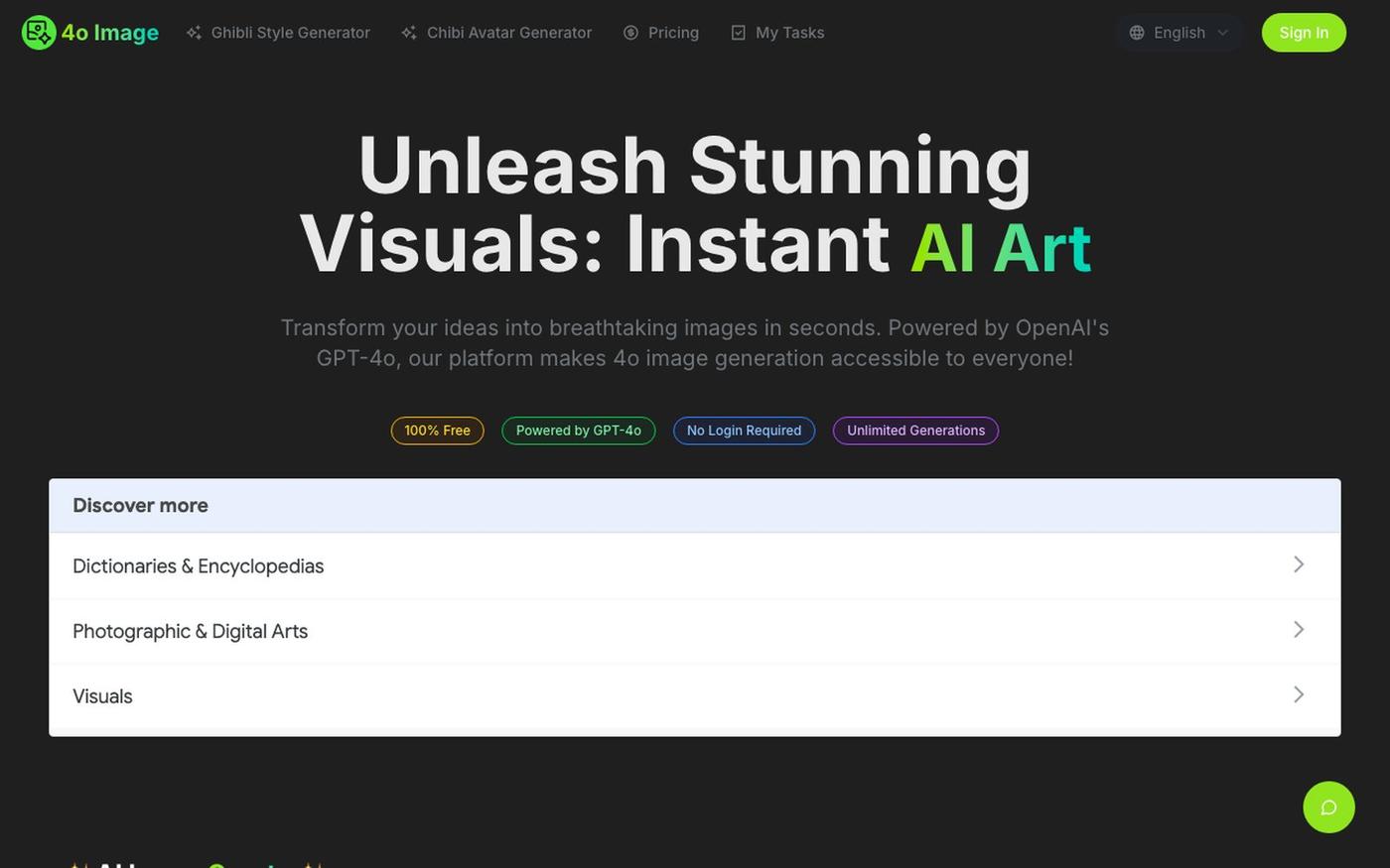 4o Image - Stunning 4o Image Generation | Easy AI Art Creator — screenshot