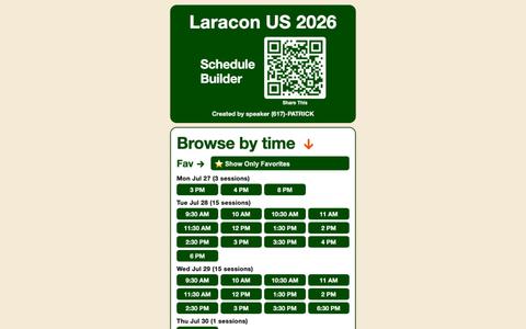 Laracon US 2026 Schedule — screenshot