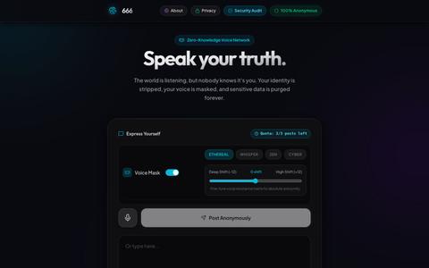 666 | Anonymous Voice Venting & Confessions (Zero Identity Safe Space) — screenshot