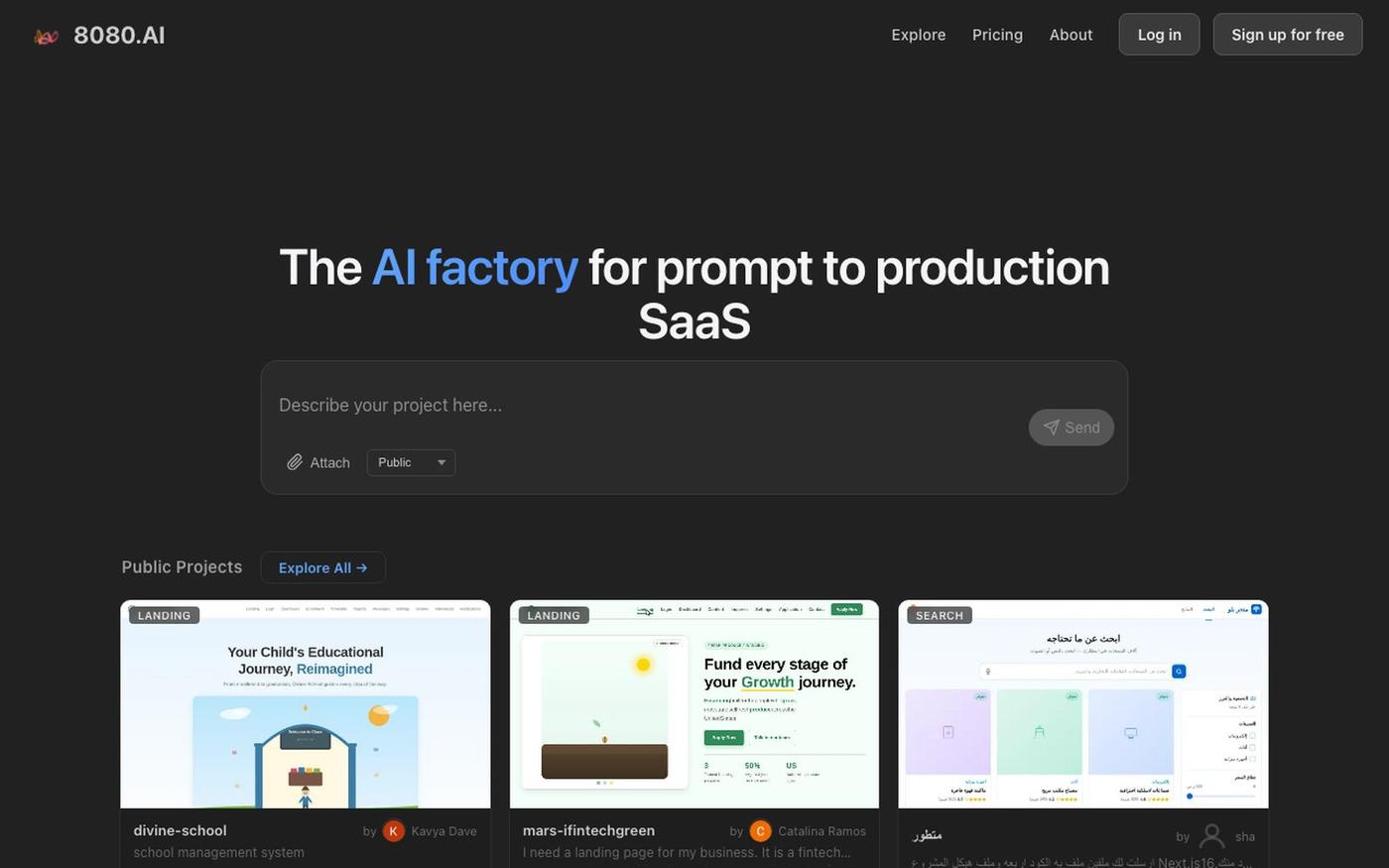8080.AI — Build with Scalable AI Agents — screenshot
