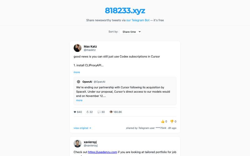 818233.xyz - share interesting tweets — screenshot