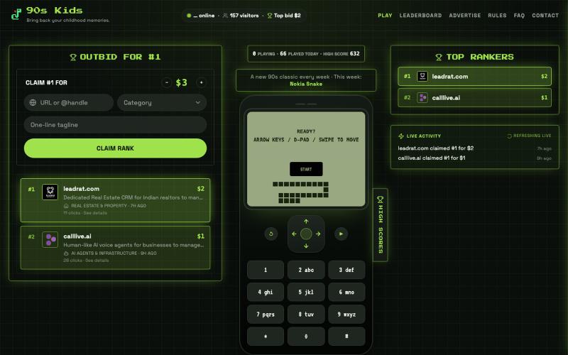 90s Nokia Snake Challenge — Play Free — screenshot