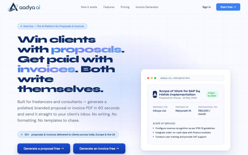 Aadya AI — The AI Platform for Proposals & Professional Documents — screenshot