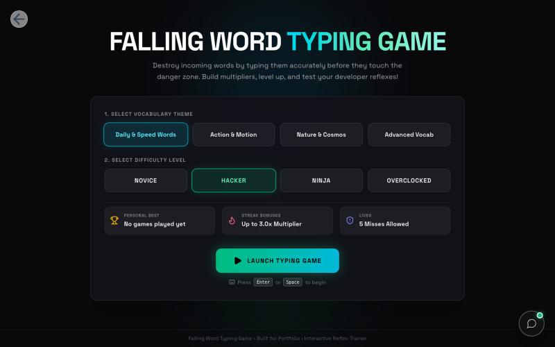 Falling Word Typing Game | Ahnaf Abid Nirob | Ahnaf Abid Nirob — screenshot