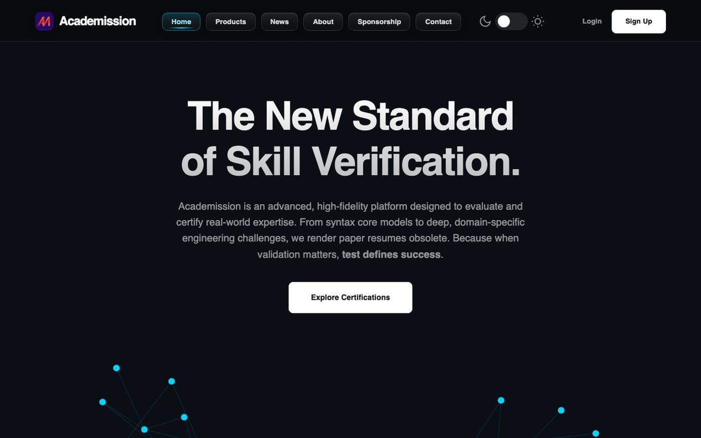 Academission — Skill Verification & Certification Platform — screenshot