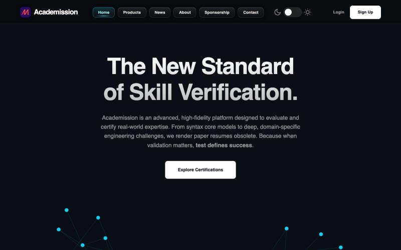 Academission — Skill Verification & Certification Platform — screenshot