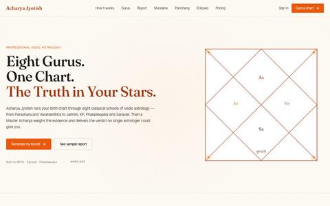 Acharya Jyotish — Professional Vedic Astrology, Eight Gurus, One Verdict — screenshot