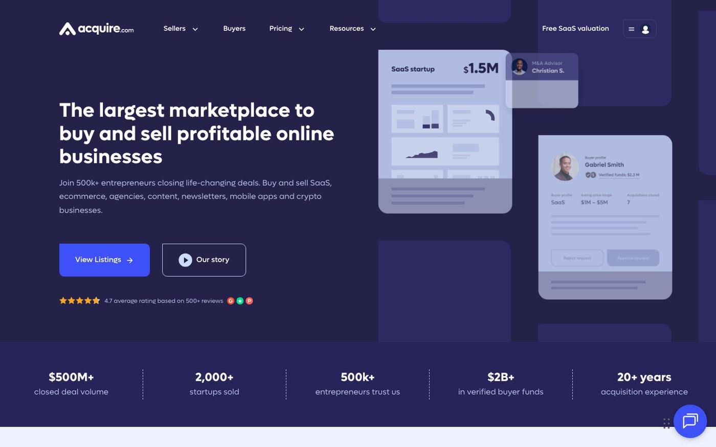 Buy & Sell Profitable Online Businesses | Acquire.com — screenshot