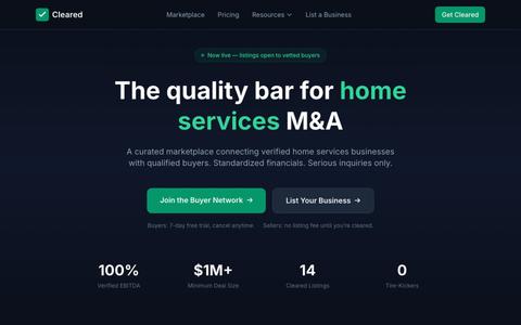 Cleared — The Quality Bar for Home Services M&A — screenshot