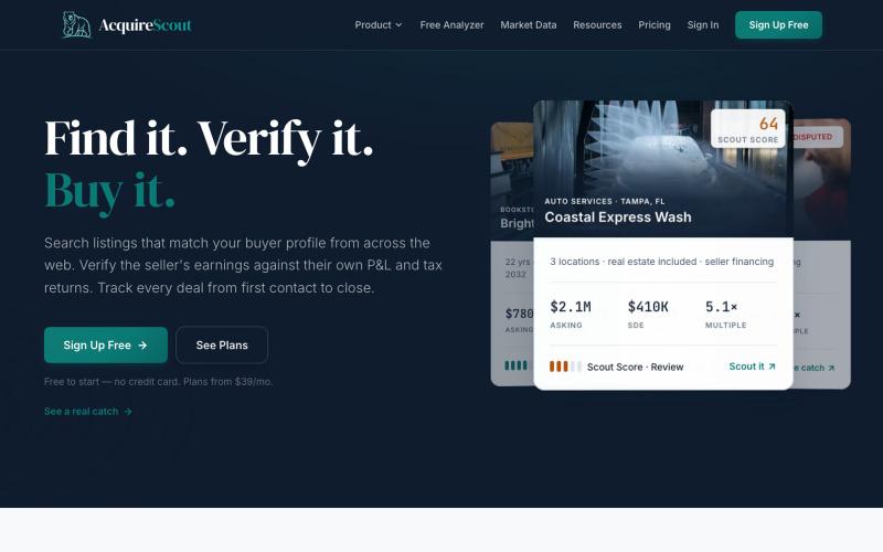 Acquire Scout — Your Business Acquisition Dashboard — screenshot