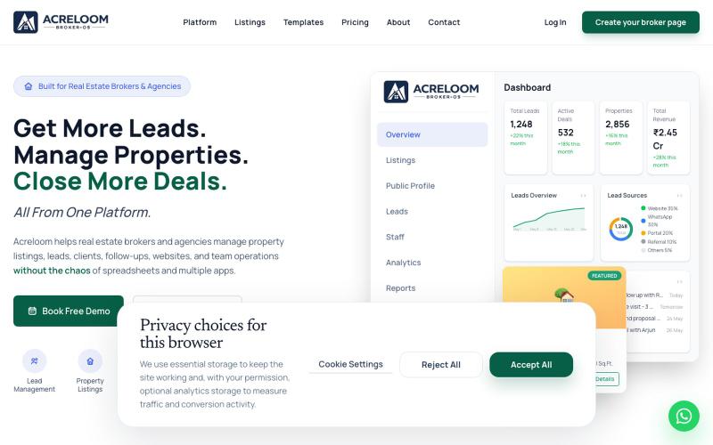 Acreloom | Broker OS for Real Estate — screenshot