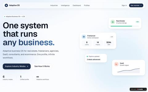 Adaptive Business OS — One system that runs any business — screenshot