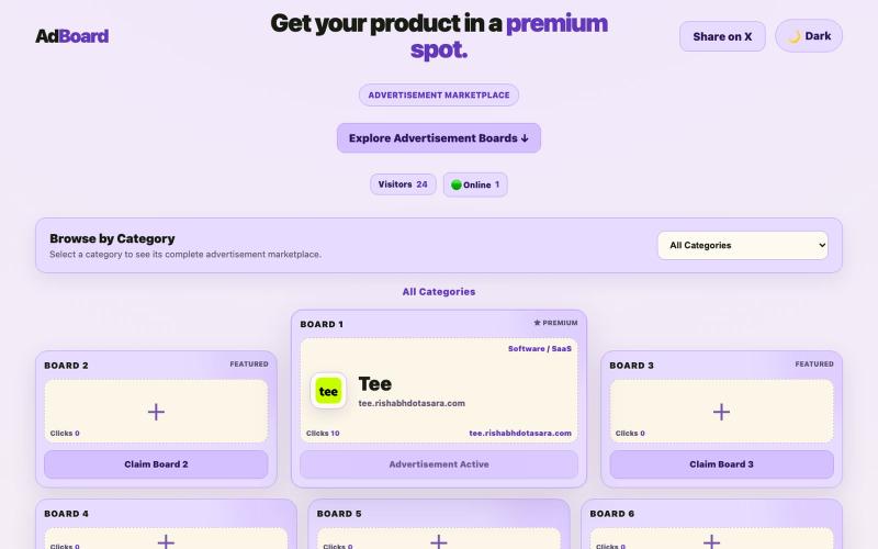 AdBoard — Free Launch Advertisement Marketplace — screenshot