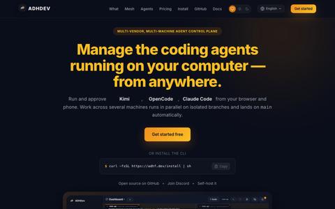 ADHDev — Manage your coding agents from anywhere — screenshot