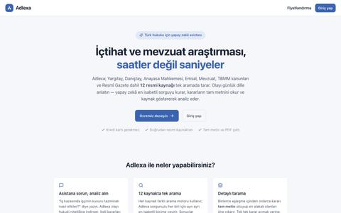 Adlexa — Yapay zekâ destekli içtihat ve mevzuat araştırması — screenshot
