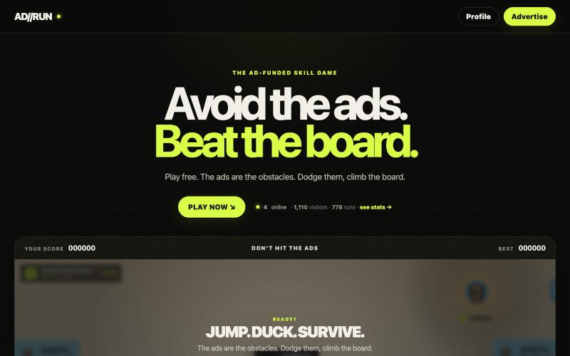 AD//RUN — Avoid the ads. Beat the board. — screenshot