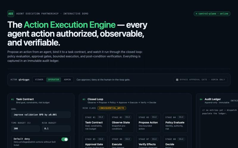 AEE — Agent Execution Engine Interactive Demo — screenshot
