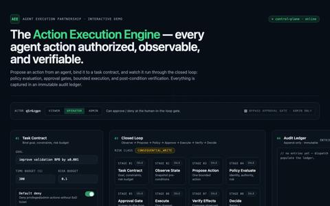 AEE — Agent Execution Engine Interactive Demo — screenshot
