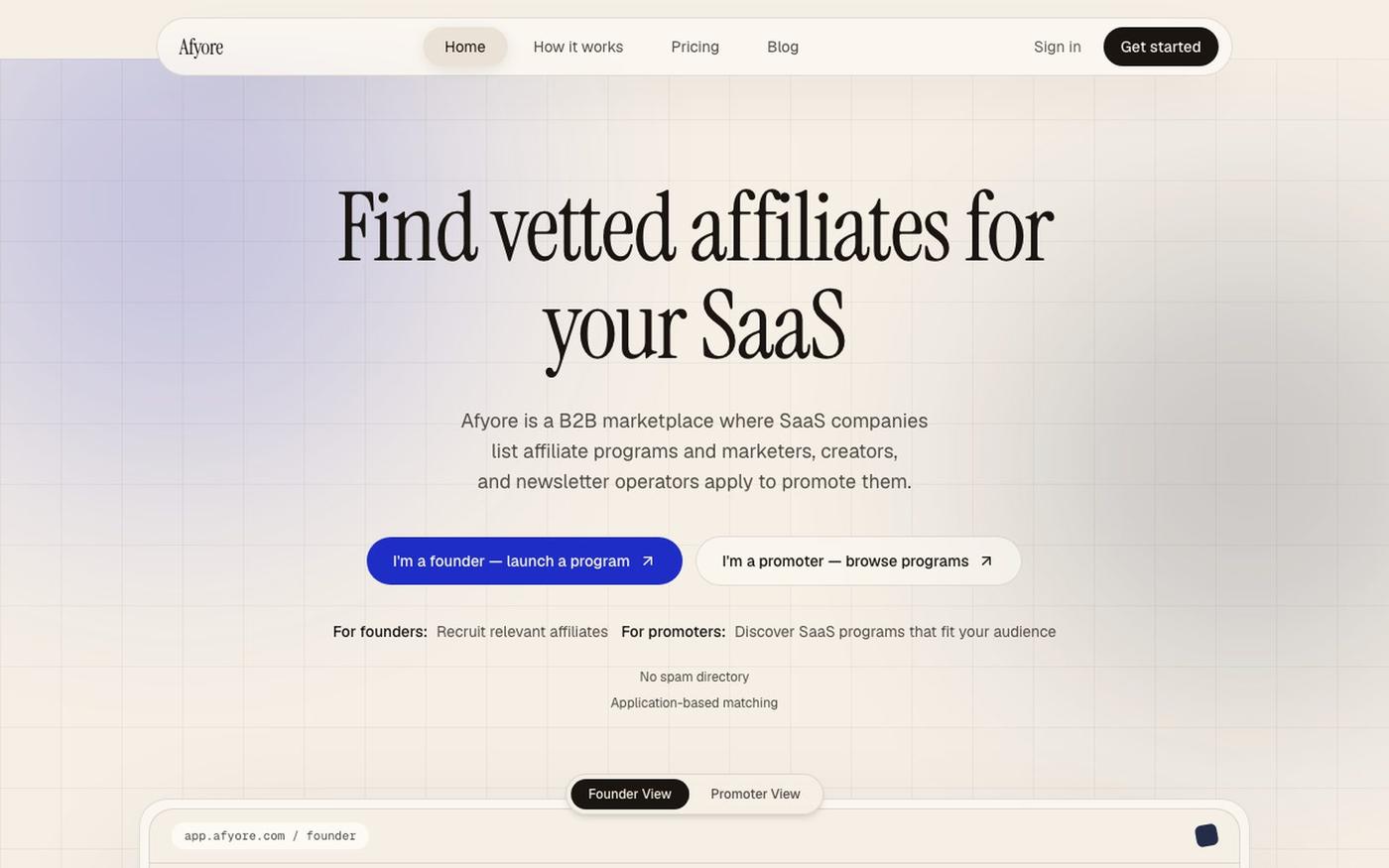 Afyore — Affiliate marketplace for SaaS — screenshot