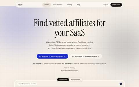 Afyore — Affiliate marketplace for SaaS — screenshot