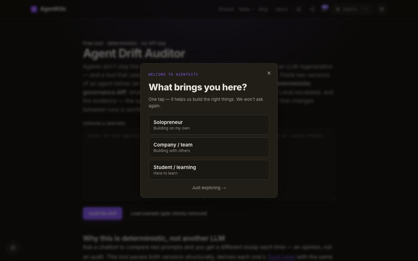 AI Agent Drift Auditor — diff two agent versions, get a governance verdict — Age — screenshot