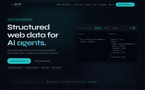 Agent API Gateway by NexusCore — Structured web data for AI agents — screenshot
