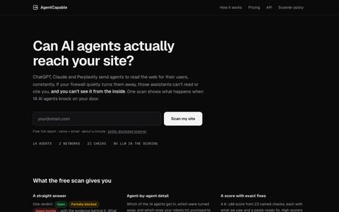 AgentCapable: can AI agents reach your site? — screenshot