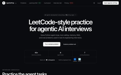 Agentic AI Interview Prep and Python Practice | AgenticPrep — screenshot