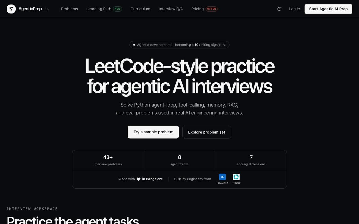 Agentic AI Interview Prep and Python Practice | AgenticPrep — screenshot