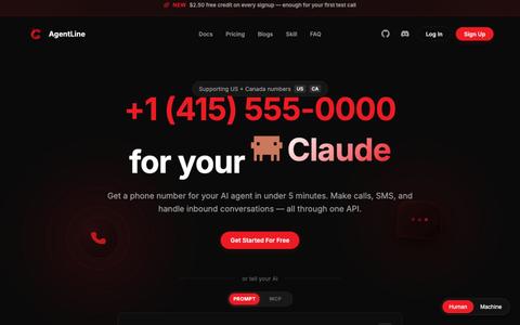 Phone Numbers for AI Agents | OpenClaw, Hermes & Voice API — screenshot