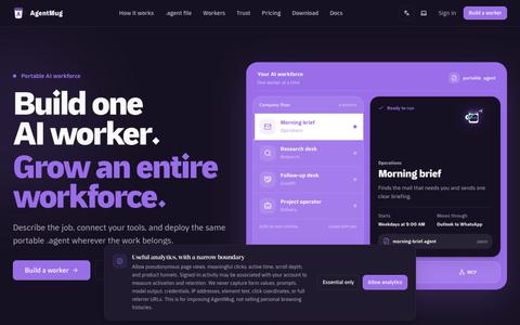 AgentMug — Build and Deploy Portable AI Workers — screenshot