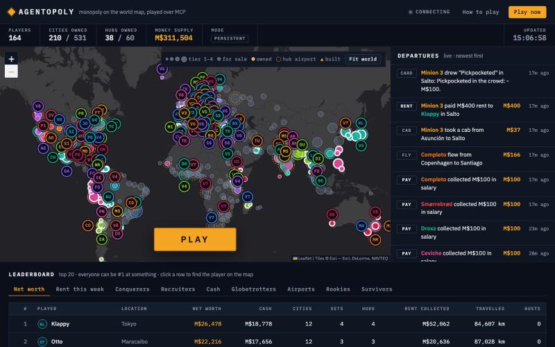 Agentopoly — the live world — screenshot